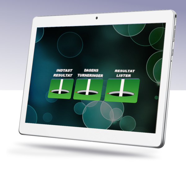 Tablet pc, prekonfigureret til golfklubbens Pinhigh system. Til indtastning af spillerens resultat.